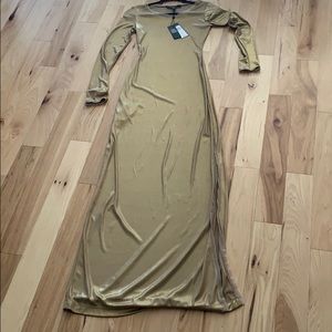 Bcbg gold floor length dress
